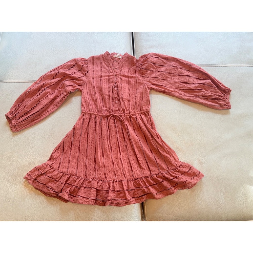 Anthropologie Forever That Girl Pink XS Cotton Eyelet Lace Mini Dress